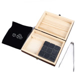 Whisky Stones Cube Shaped Granite Chilling Whiskey Rocks Set Recyclable Quick Drying Whisky Stones with Pine Box - Front View
