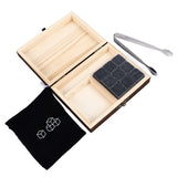 Whisky Stones Cube Shaped Granite Chilling Whiskey Rocks Set Recyclable Quick Drying Whisky Stones with Pine Box - Side View