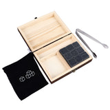 Whisky Stones Cube Shaped Granite Chilling Whiskey Rocks Set Recyclable Quick Drying Whisky Stones with Pine Box - 45-Degree Angle