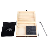 Whisky Stones Cube Shaped Granite Chilling Whiskey Rocks Set Recyclable Quick Drying Whisky Stones with Pine Box - Rear View