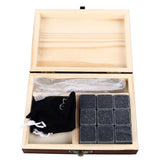 Whisky Stones Cube Shaped Granite Chilling Whiskey Rocks Set Recyclable Quick Drying Whisky Stones with Pine Box - Close-Up Angle