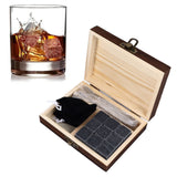 Whisky Stones Cube Shaped Granite Chilling Whiskey Rocks Set Recyclable Quick Drying Whisky Stones with Pine Box