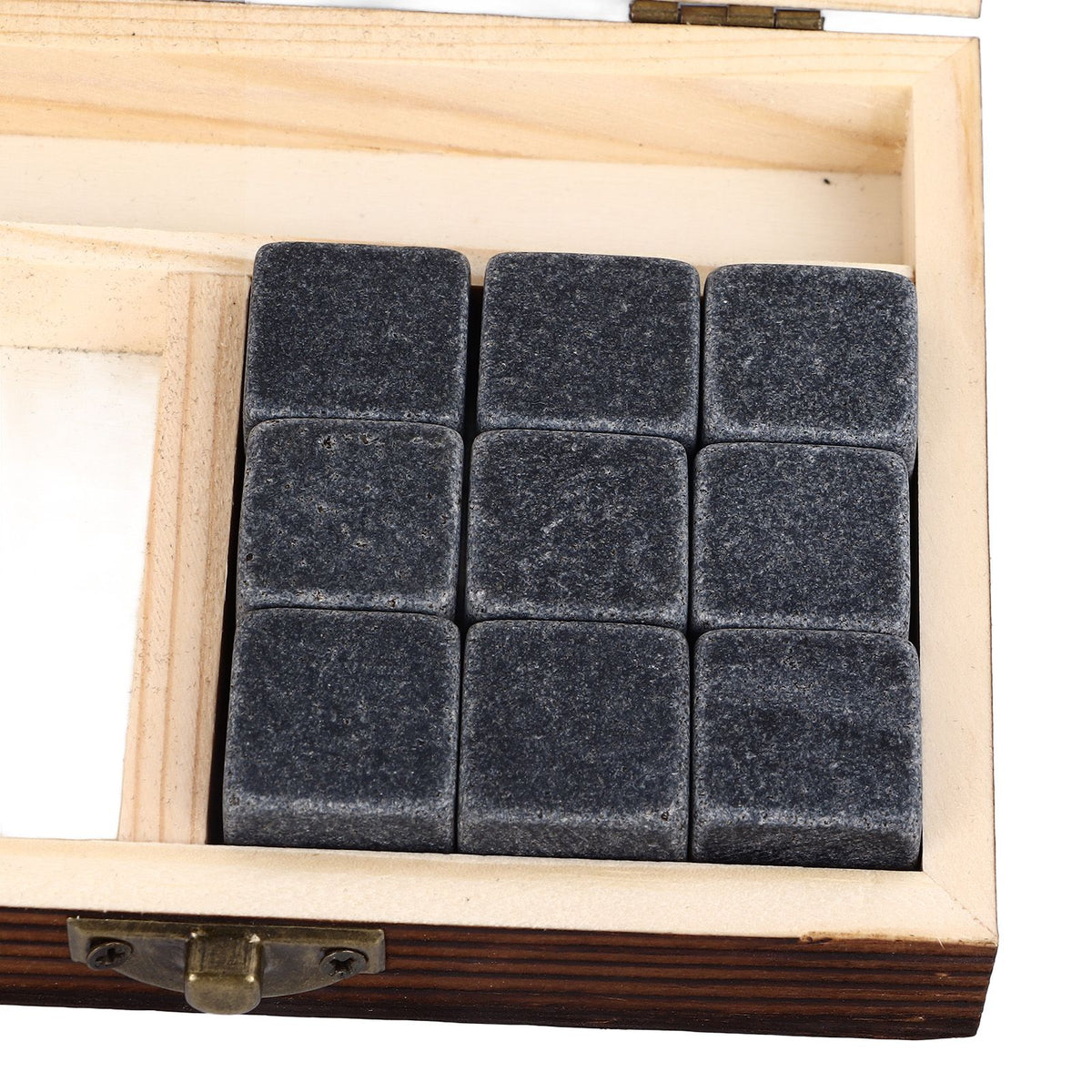 Whisky Stones Cube Shaped Granite Chilling Whiskey Rocks Set Recyclable Quick Drying Whisky Stones with Pine Box