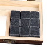 Whisky Stones Cube Shaped Granite Chilling Whiskey Rocks Set Recyclable Quick Drying Whisky Stones with Pine Box