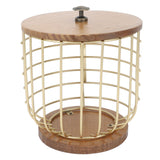 Coffee Pod Holder Iron Large Capacity Space Saving Wooden Base Coffee Pods Storage Organizer for Home Coffee Bar Gold with Lid