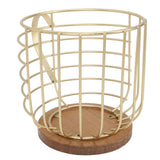 Coffee Pod Holder Iron Large Capacity Space Saving Wooden Base Coffee Pods Storage Organizer for Home Coffee Bar Gold with Lid - 45-Degree Angle