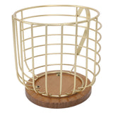 Coffee Pod Holder Iron Large Capacity Space Saving Wooden Base Coffee Pods Storage Organizer for Home Coffee Bar Gold with Lid