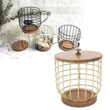 Coffee Pod Holder Iron Large Capacity Space Saving Wooden Base Coffee Pods Storage Organizer for Home Coffee Bar Gold with Lid