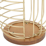 Coffee Pod Holder Iron Large Capacity Space Saving Wooden Base Coffee Pods Storage Organizer for Home Coffee Bar Gold with Lid