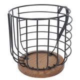 Coffee Pod Holder Iron Large Capacity Space Saving Wooden Base Coffee Pods Storage Organizer for Home Coffee Bar Black with Lid
