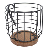 Coffee Pod Holder Iron Large Capacity Space Saving Wooden Base Coffee Pods Storage Organizer for Home Coffee Bar Black with Lid