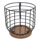 Coffee Pod Holder Iron Large Capacity Space Saving Wooden Base Coffee Pods Storage Organizer for Home Coffee Bar Black with Lid - Close-Up Angle