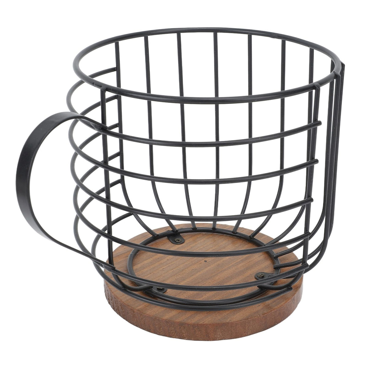 Coffee Pod Holder Iron Large Capacity Space Saving Wooden Base Coffee Pods Storage Organizer for Home Coffee Bar Black with Lid