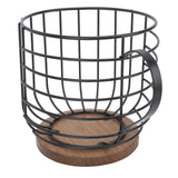 Coffee Pod Holder Iron Large Capacity Space Saving Wooden Base Coffee Pods Storage Organizer for Home Coffee Bar Black with Lid