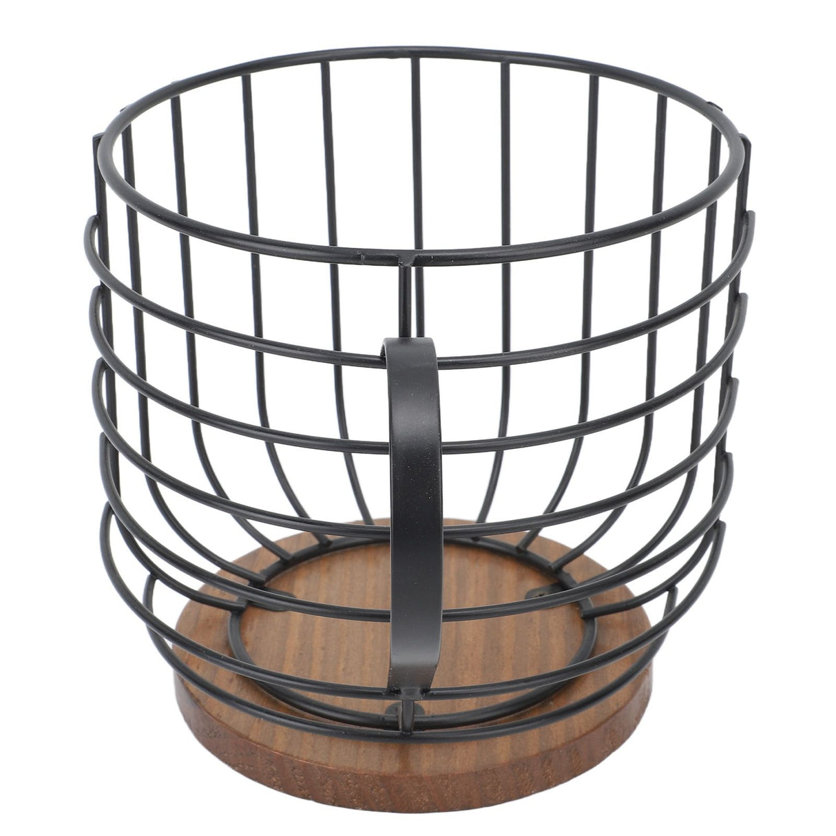 Coffee Pod Holder Iron Large Capacity Space Saving Wooden Base Coffee Pods Storage Organizer for Home Coffee Bar Black with Lid