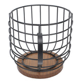 Coffee Pod Holder Iron Large Capacity Space Saving Wooden Base Coffee Pods Storage Organizer for Home Coffee Bar Black with Lid