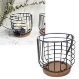 Coffee Pod Holder Iron Large Capacity Space Saving Wooden Base Coffee Pods Storage Organizer for Home Coffee Bar Black with Lid