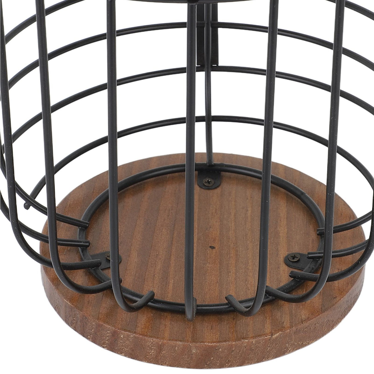 Coffee Pod Holder Iron Large Capacity Space Saving Wooden Base Coffee Pods Storage Organizer for Home Coffee Bar Black with Lid