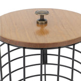 Coffee Pod Holder Iron Large Capacity Space Saving Wooden Base Coffee Pods Storage Organizer for Home Coffee Bar Black with Lid