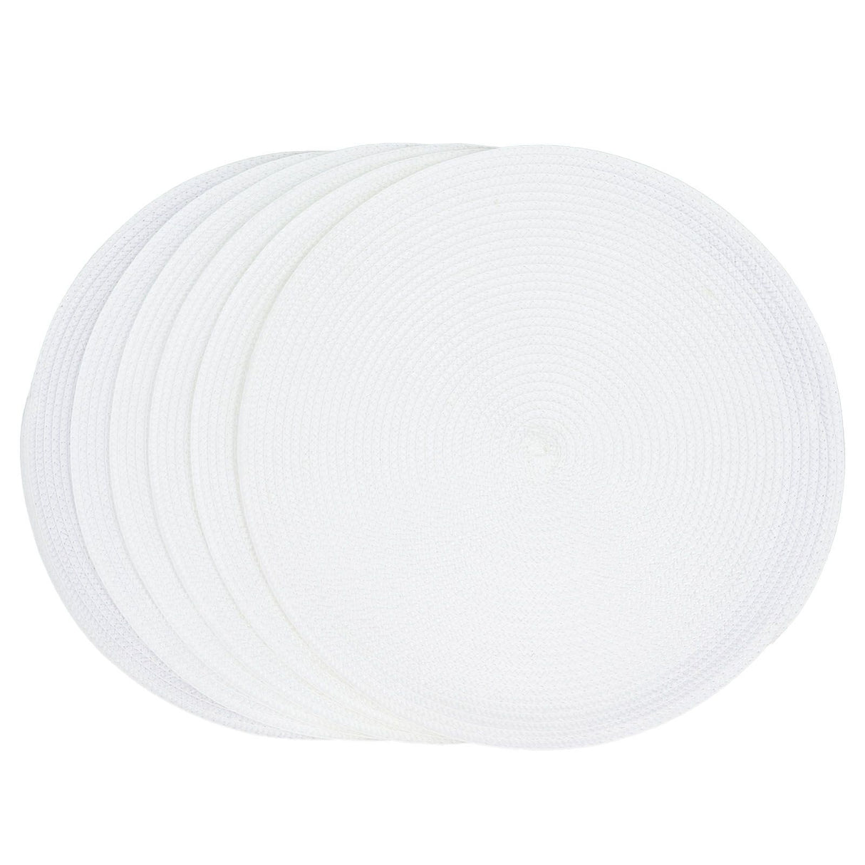6PCS Round Placemat Woven White Table Mat Heat Insulation Easy to Clean Versatile Dining Accessory for Home Kitchen Decor