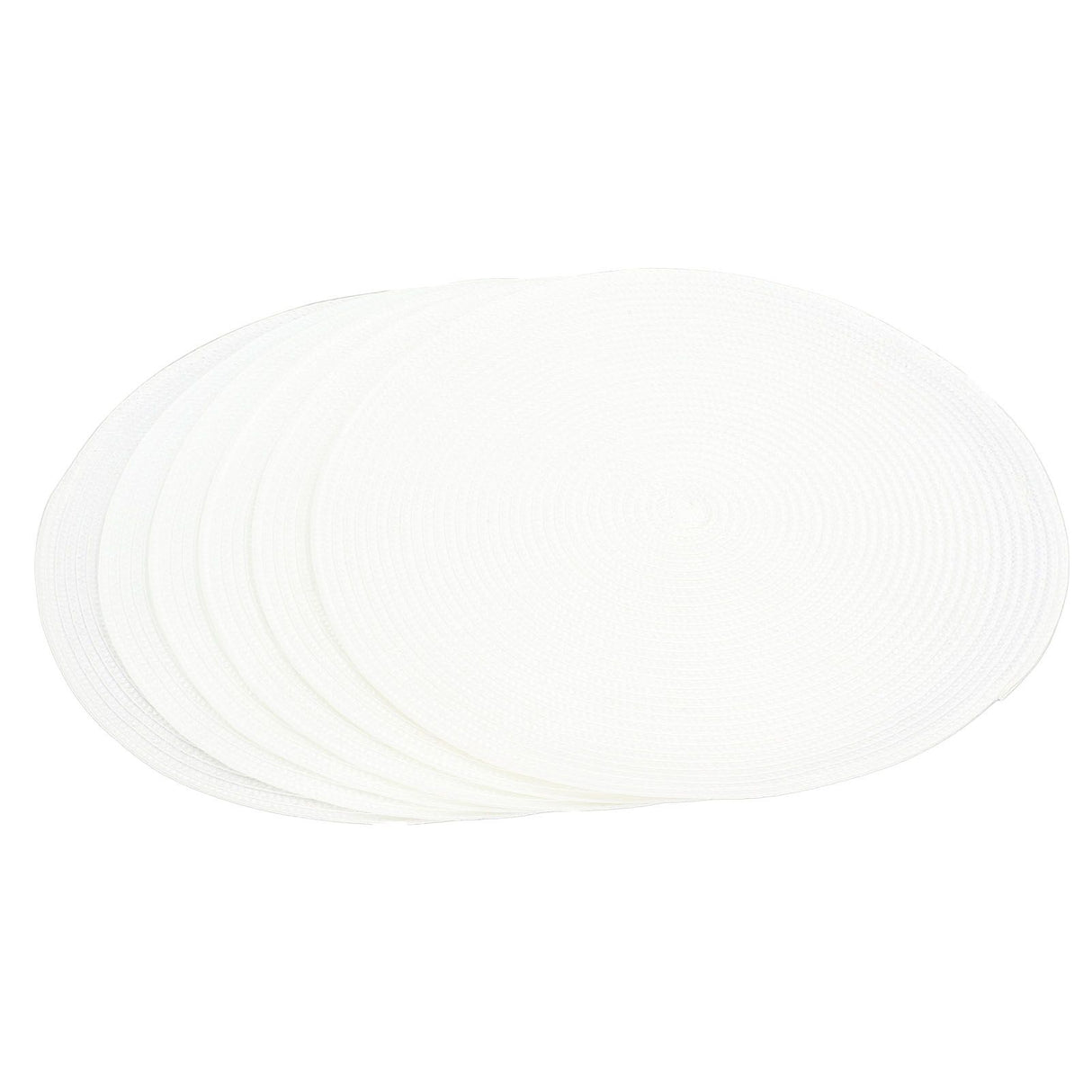 6PCS Round Placemat Woven White Table Mat Heat Insulation Easy to Clean Versatile Dining Accessory for Home Kitchen Decor