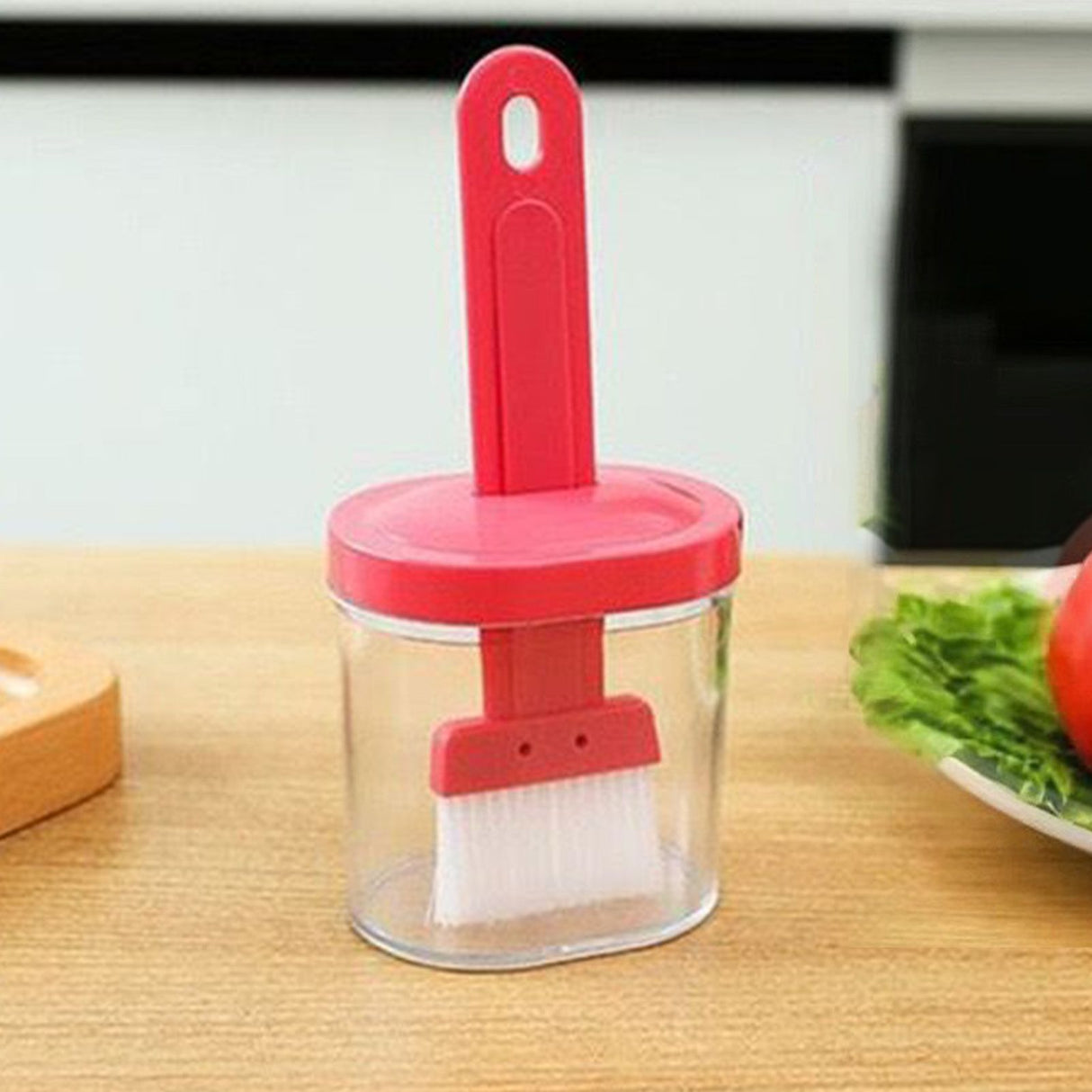 Integrated Silicone Oil Bottle Brush Olive Oil Dispenser Bottle with Silicone Brush for Cooking Baking Barbecue Pickling Pink