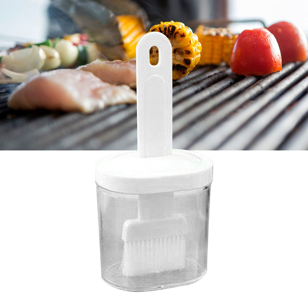 Integrated Silicone Oil Bottle Brush Olive Oil Dispenser Bottle with Silicone Brush for Cooking Baking Barbecue Pickling White