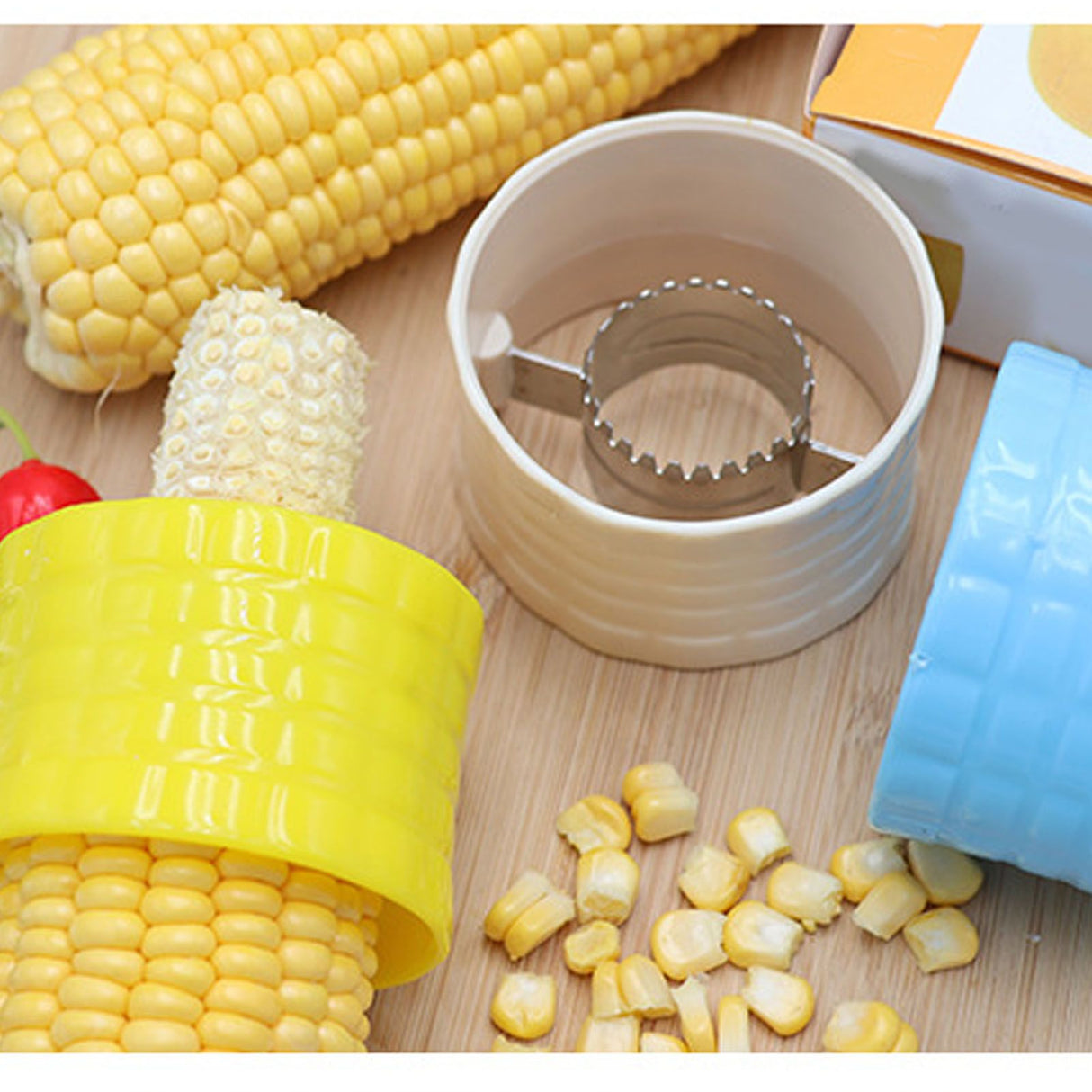 Corn Peeler 304 Stainless Steel Cob Stripper Corn Kernels Remove Tool for Home Kitchen Lake Blue