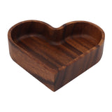 Walnut Fruit Plate Smooth Textured Elegant Wood Serving Tray for Snack Fruit Nut Kitchen Utensils Heart 14.5x14.5cm - Front View