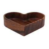 Walnut Fruit Plate Smooth Textured Elegant Wood Serving Tray for Snack Fruit Nut Kitchen Utensils Heart 14.5x14.5cm - Side View