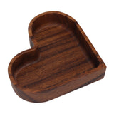 Walnut Fruit Plate Smooth Textured Elegant Wood Serving Tray for Snack Fruit Nut Kitchen Utensils Heart 14.5x14.5cm - Rear View