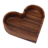 Walnut Fruit Plate Smooth Textured Elegant Wood Serving Tray for Snack Fruit Nut Kitchen Utensils Heart 14.5x14.5cm - Low Angle