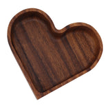 Walnut Fruit Plate Smooth Textured Elegant Wood Serving Tray for Snack Fruit Nut Kitchen Utensils Heart 14.5x14.5cm