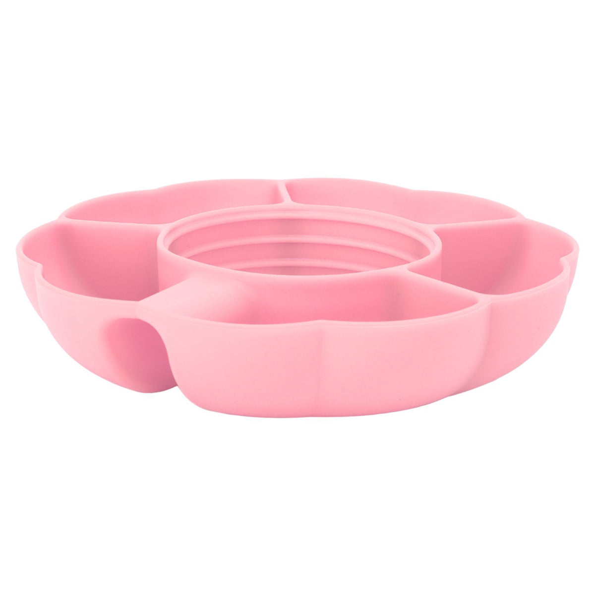 5 Grid Silicone Divided Serving Tray Snack Divider Divided Container Round Serving Platter for 40oz Cup Pink
