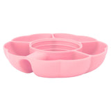 5 Grid Silicone Divided Serving Tray Snack Divider Divided Container Round Serving Platter for 40oz Cup Pink - Side View