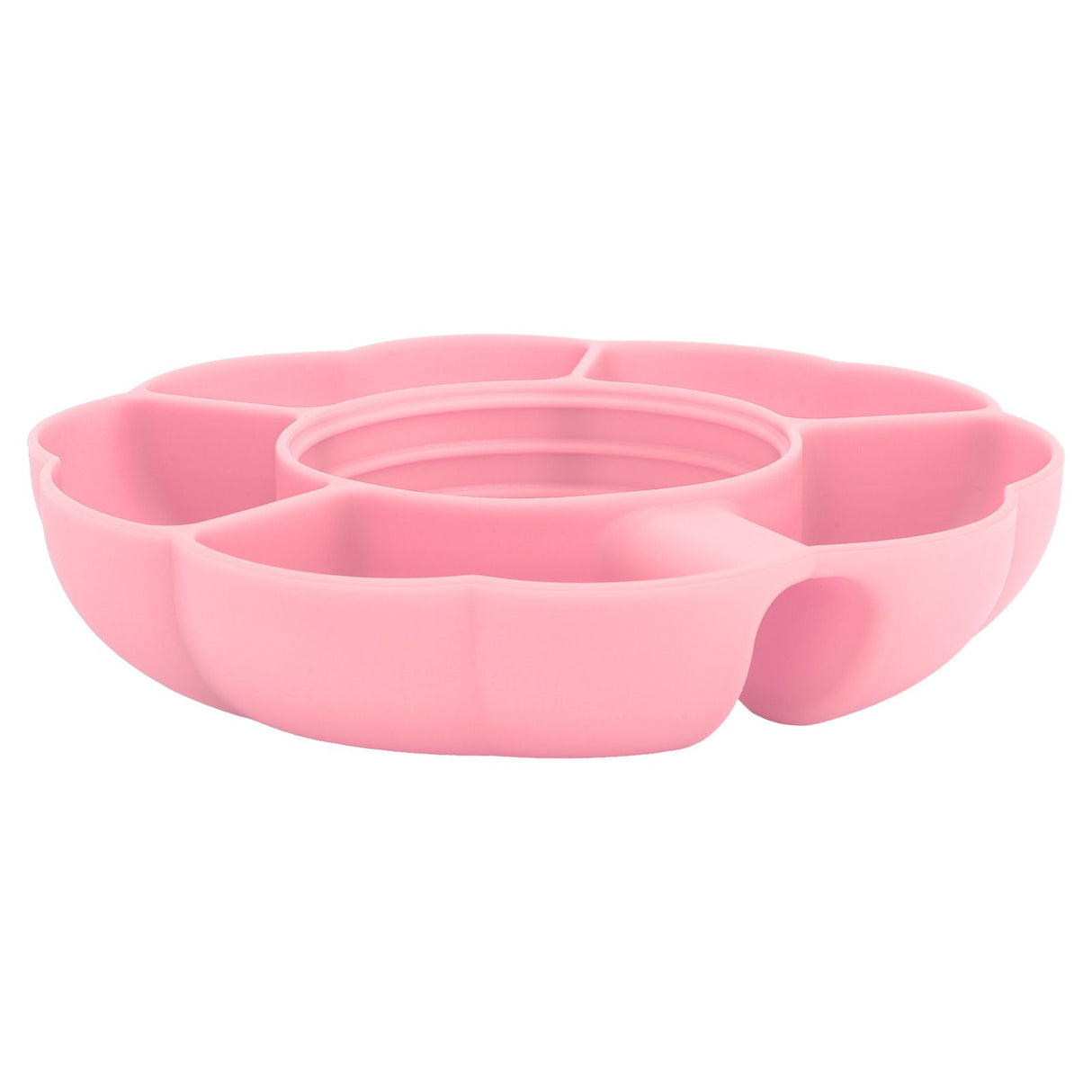 5 Grid Silicone Divided Serving Tray Snack Divider Divided Container Round Serving Platter for 40oz Cup Pink