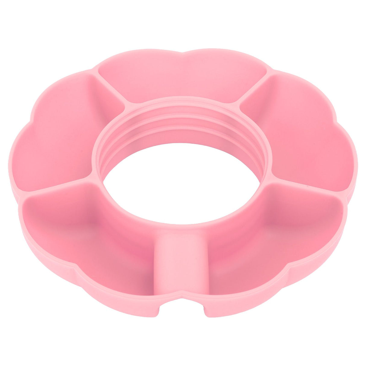 5 Grid Silicone Divided Serving Tray Snack Divider Divided Container Round Serving Platter for 40oz Cup Pink
