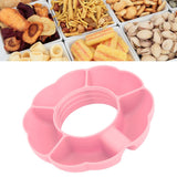 5 Grid Silicone Divided Serving Tray Snack Divider Divided Container Round Serving Platter for 40oz Cup Pink
