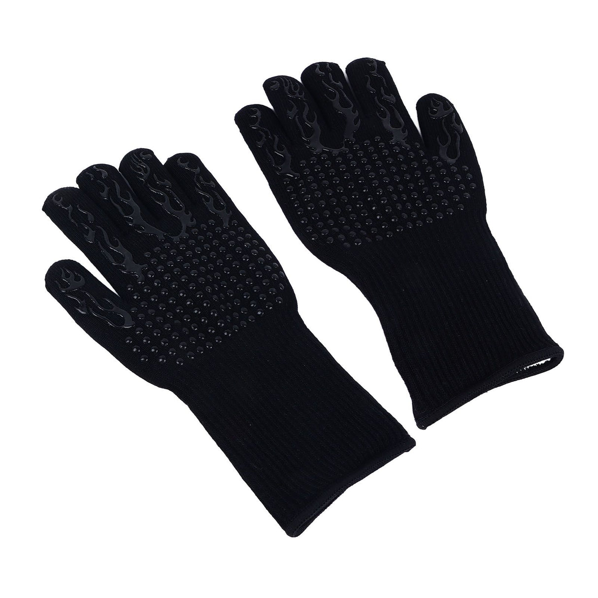 BBQ Gloves Fireproof Heat Resistant Prevent Slip Grilling Gloves for Microwave Oven Barbecue Baking Black