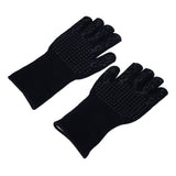 BBQ Gloves Fireproof Heat Resistant Prevent Slip Grilling Gloves for Microwave Oven Barbecue Baking Black - Top-Down View