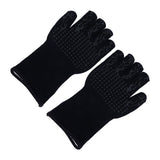 BBQ Gloves Fireproof Heat Resistant Prevent Slip Grilling Gloves for Microwave Oven Barbecue Baking Black - 45-Degree Angle