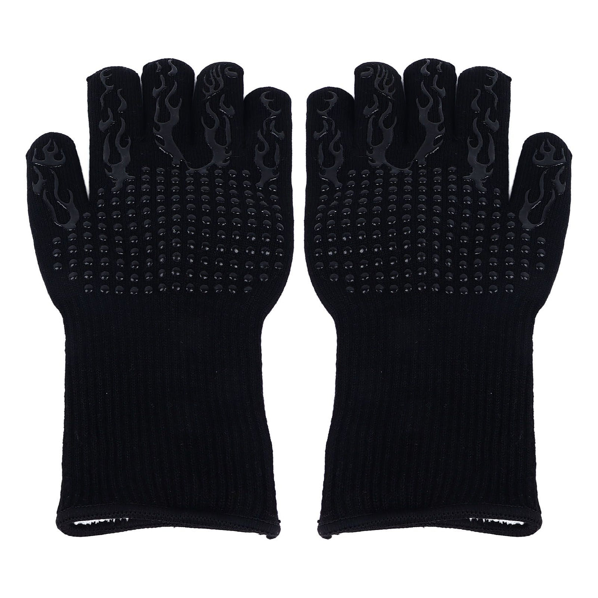BBQ Gloves Fireproof Heat Resistant Prevent Slip Grilling Gloves for Microwave Oven Barbecue Baking Black