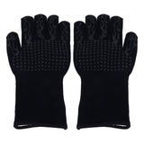 BBQ Gloves Fireproof Heat Resistant Prevent Slip Grilling Gloves for Microwave Oven Barbecue Baking Black - Rear View