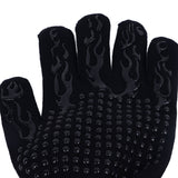 BBQ Gloves Fireproof Heat Resistant Prevent Slip Grilling Gloves for Microwave Oven Barbecue Baking Black - Extra Image