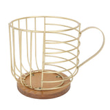 Mug Shape Coffee Pod Holder Coffee Capsule Storage Basket for Counter Coffee Bar Tabletop Kitchen Living Room Wordless Gold