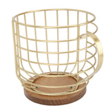 Mug Shape Coffee Pod Holder Coffee Capsule Storage Basket for Counter Coffee Bar Tabletop Kitchen Living Room Wordless Gold - Close-Up Angle
