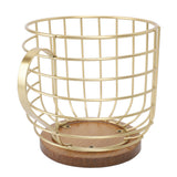 Mug Shape Coffee Pod Holder Coffee Capsule Storage Basket for Counter Coffee Bar Tabletop Kitchen Living Room Wordless Gold - Low Angle