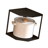 Kitchen Small Corner Shelf Rack Fan Shaped Space Saving Stable Carbon Steel Cookware Stand for Pots Pans 2 Layer Black 27x27x27.6cm