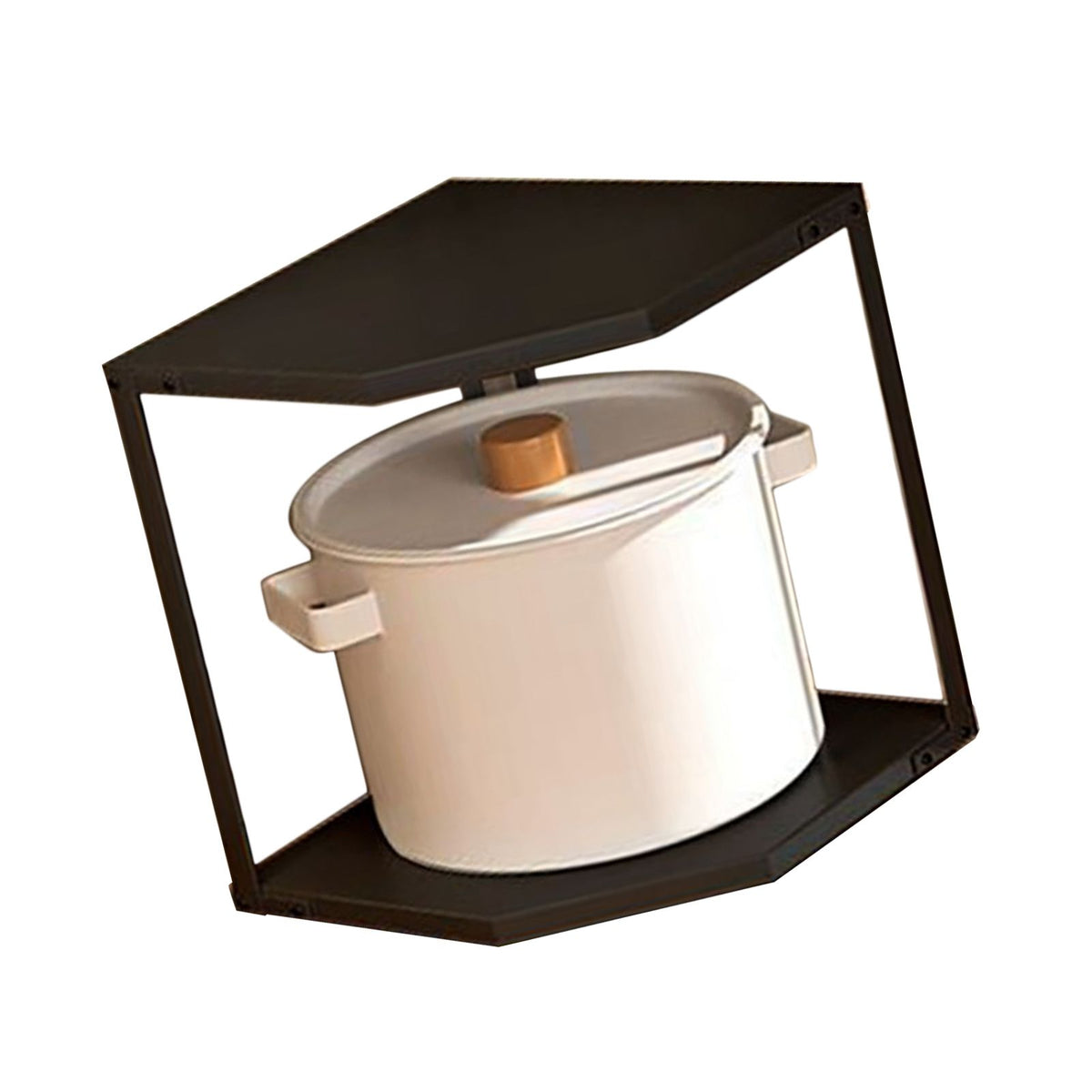 Kitchen Small Corner Shelf Rack Fan Shaped Space Saving Stable Carbon Steel Cookware Stand for Pots Pans 2 Layer Black 27x27x27.6cm