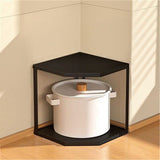 Kitchen Small Corner Shelf Rack Fan Shaped Space Saving Stable Carbon Steel Cookware Stand for Pots Pans 2 Layer Black 27x27x27.6cm